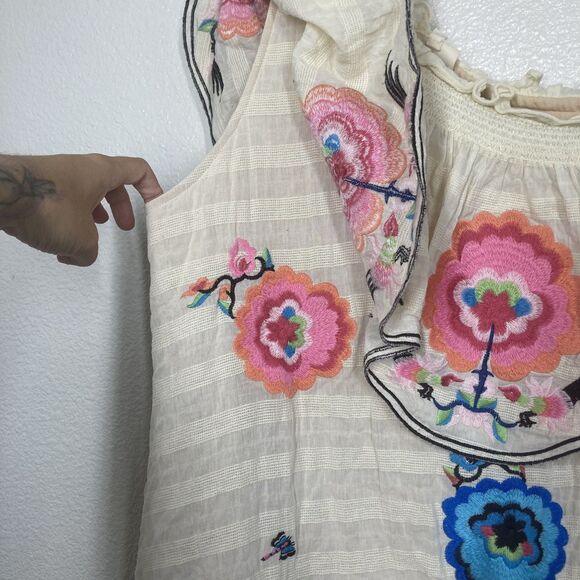 Plenty by Tracy Reese Dress Womens Small Embroidered Floral Boho Summer Pockets - Picture 8 of 16